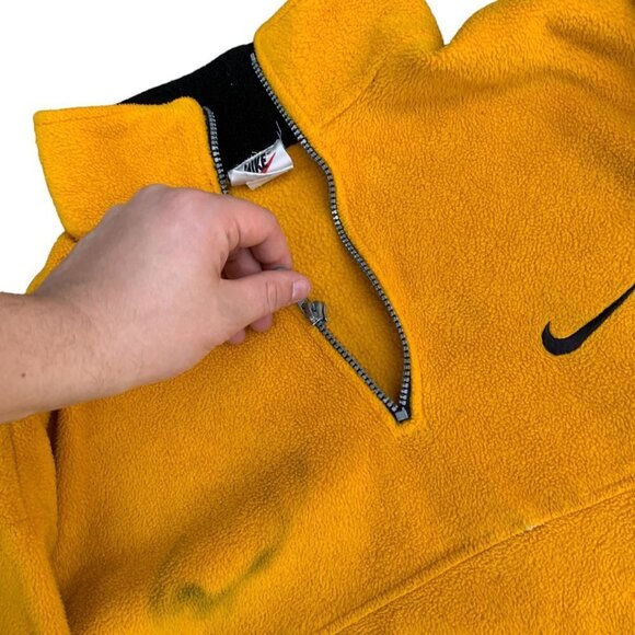 VINTAGE 90s White Tag Nike Fleece Quarter Zip Sweater Large DAMAGED - Picture 7 of 7